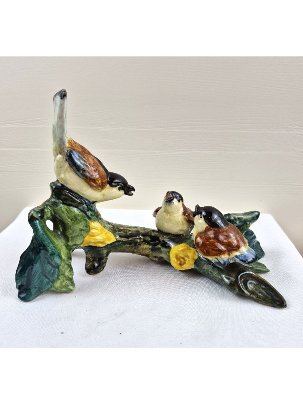 Vintage Stangl Pottery Bird Family Figurine USA Birda on a Branch Hand Painted